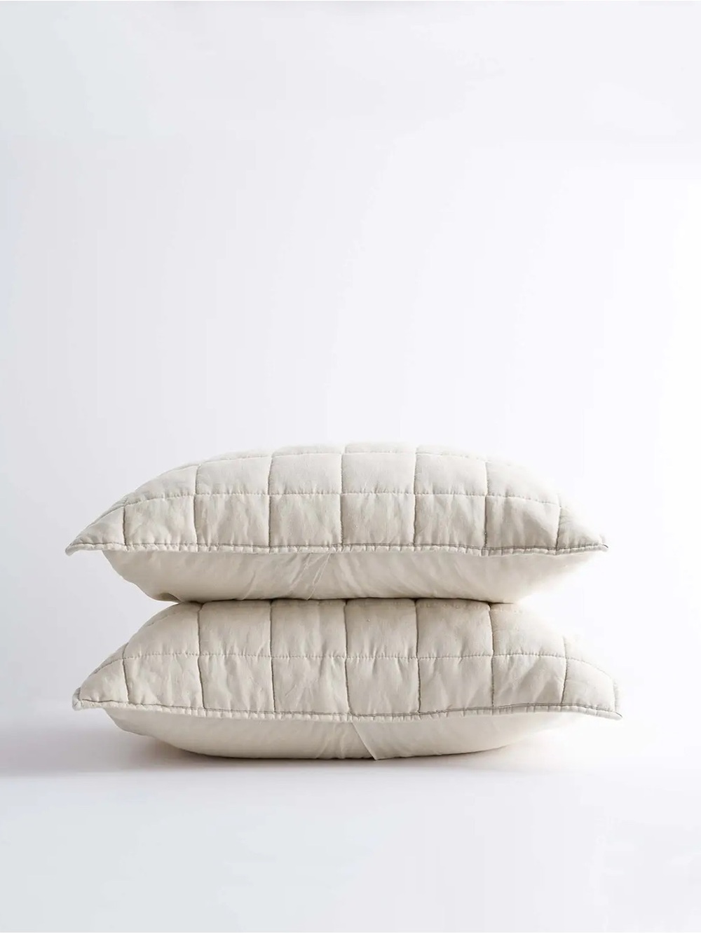 Quince European Linen Box-Quilted Sham Set - Sand